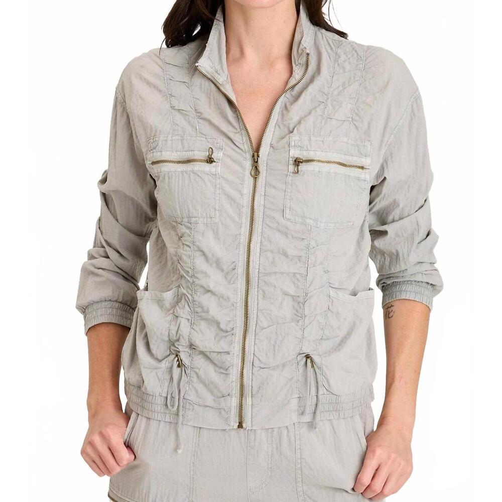 NEW XCVI amis cinchable bomber jacket in earl grey pigment